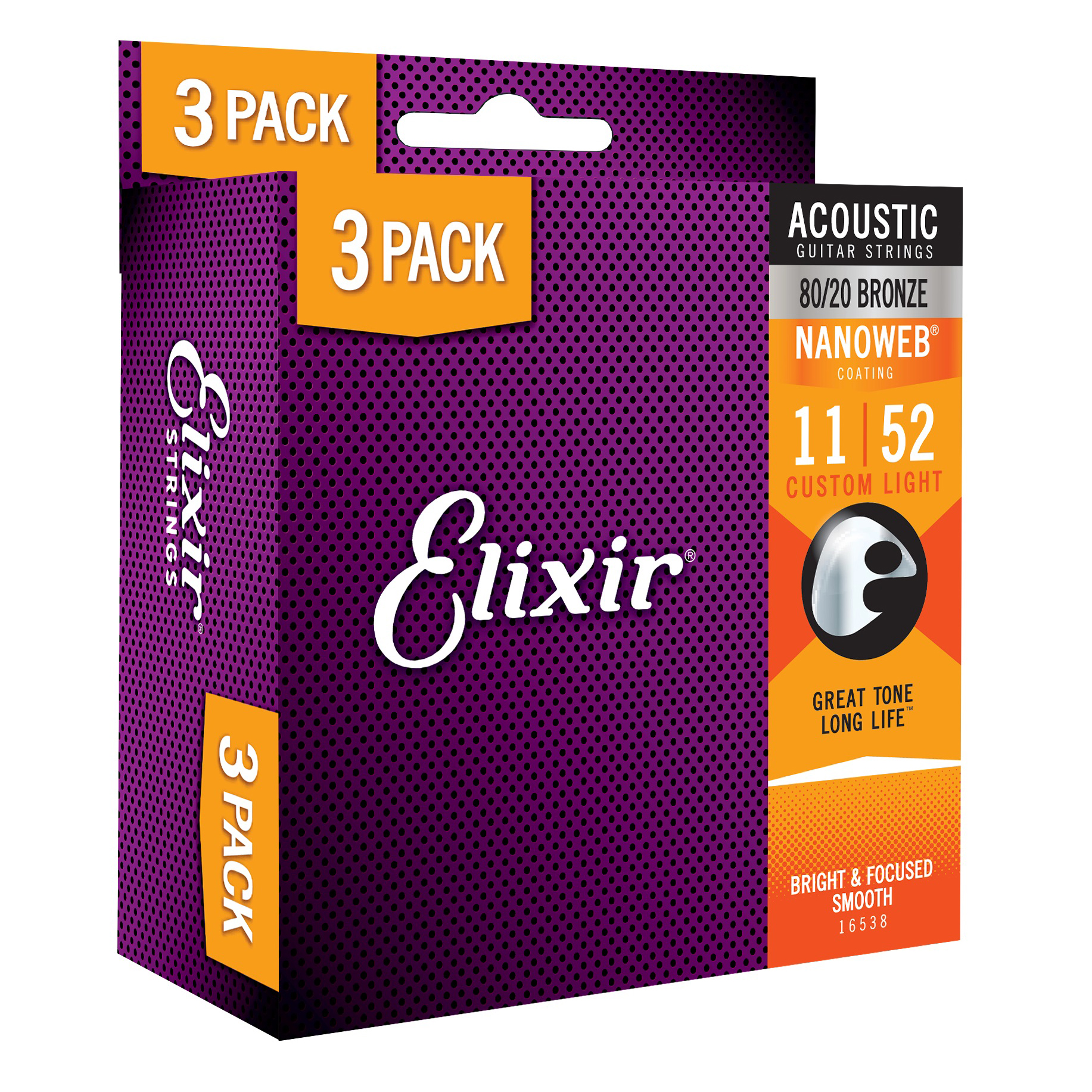 Elixir 16538 NANOWEB Coating Custom Light 11-52 3PACK | Obrázok 1 | eplay.sk