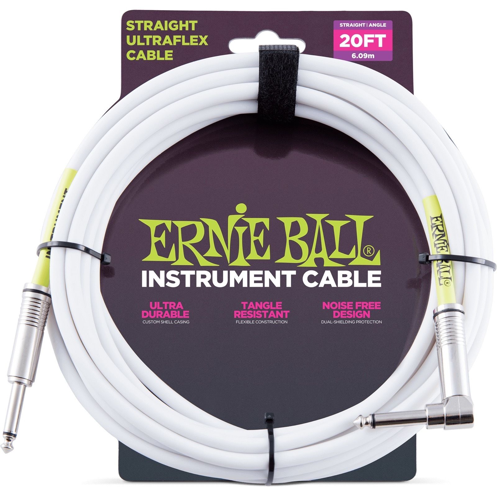Ernie Ball 6047 20' Straight/Angle Instrument Cable White | Obrázok 1 | eplay.sk