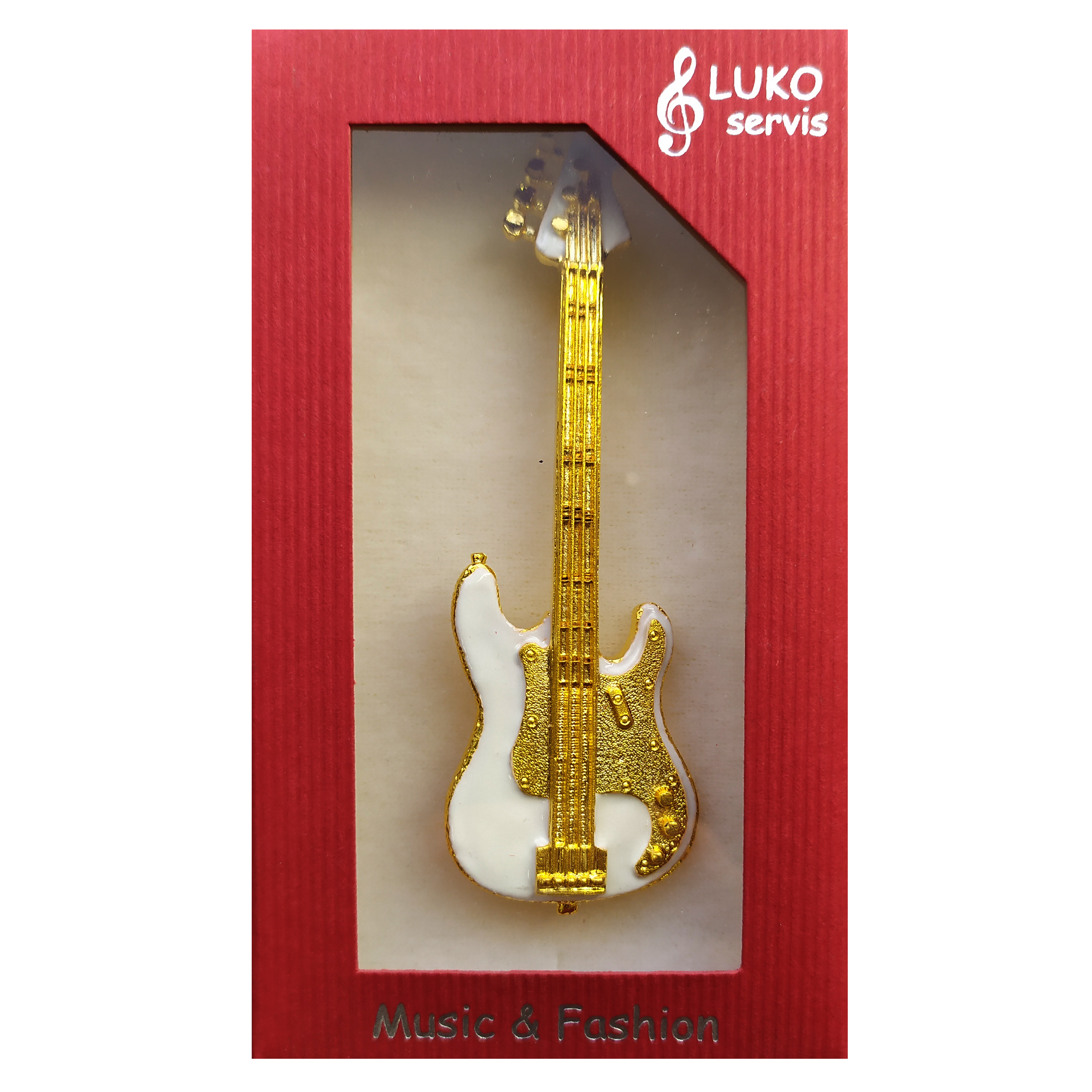 Basgitara, pozlátená, biela, brošňa | Obrázok 1 | eplay.sk