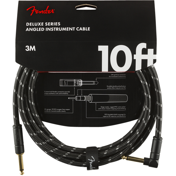 Fender Deluxe Series Instrument Cable, Straight/Angle, 3m, Black Tweed | Obrázok 1 | eplay.sk