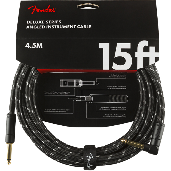 Fender Deluxe Series Instrument Cable, Straight/Angle, 4,5m, Black Tweed | Obrázok 1 | eplay.sk