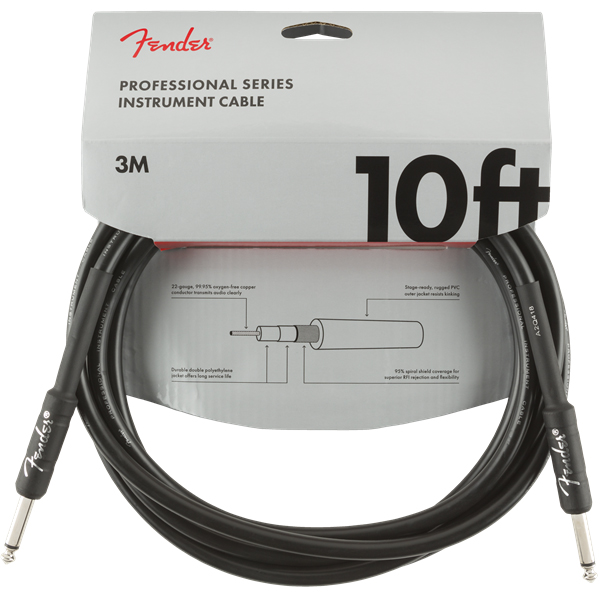 Fender Professional Series Instrument Cable Black, 3m | Obrázok 1 | eplay.sk