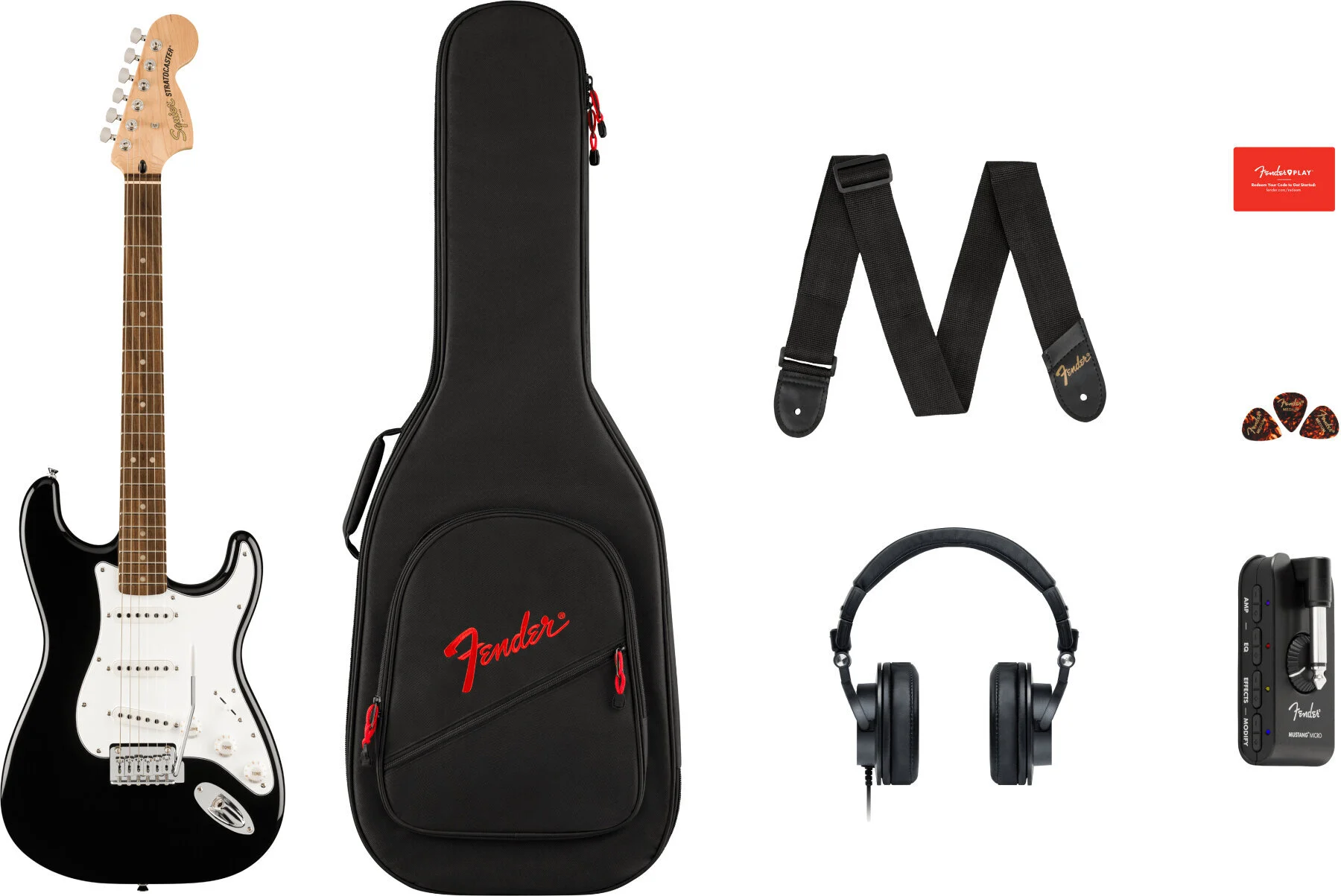 Fender Squier Affinity Series Stratocaster Mustang Micro Pack Black | Obrázok 1 | eplay.sk