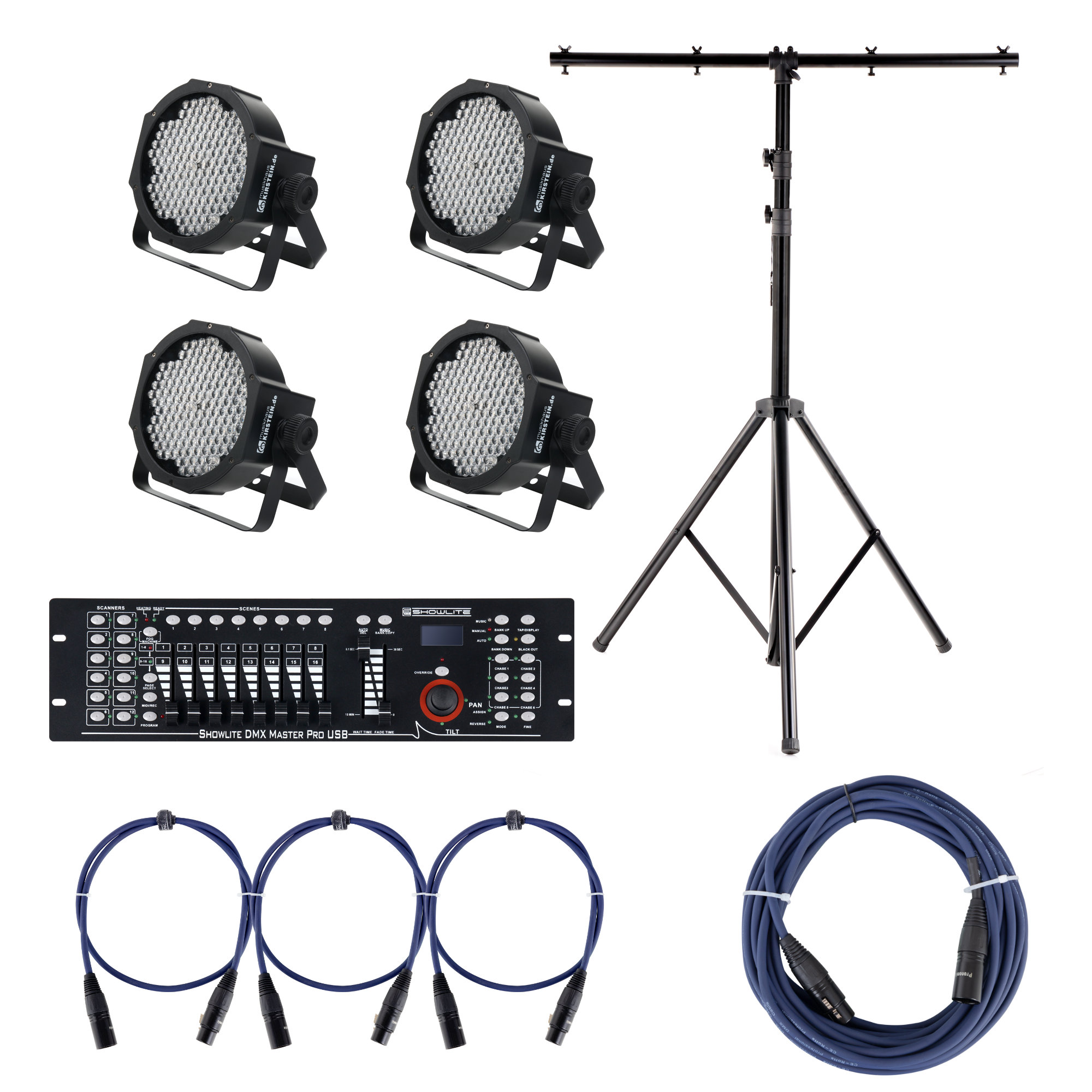 Showlite FLP-144 reflektor – sada 4 ks vrátane Showlite Master Pro USB, statívu a káblov | Obrázok 1 | eplay.sk