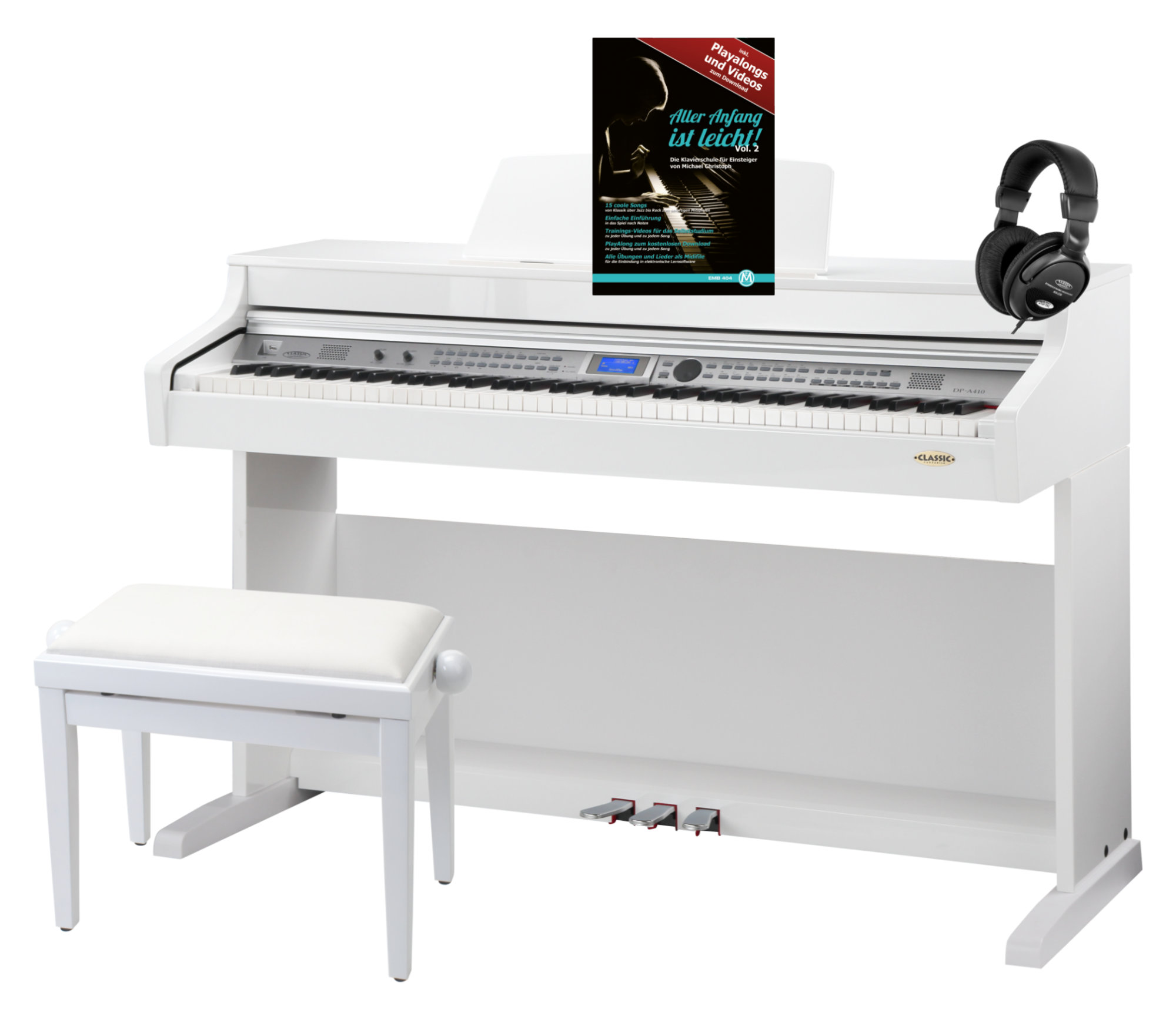 Classic Cantabile DP-A 410 WH digitálne piano – biely vysoký lesk SET | Obrázok 1 | eplay.sk