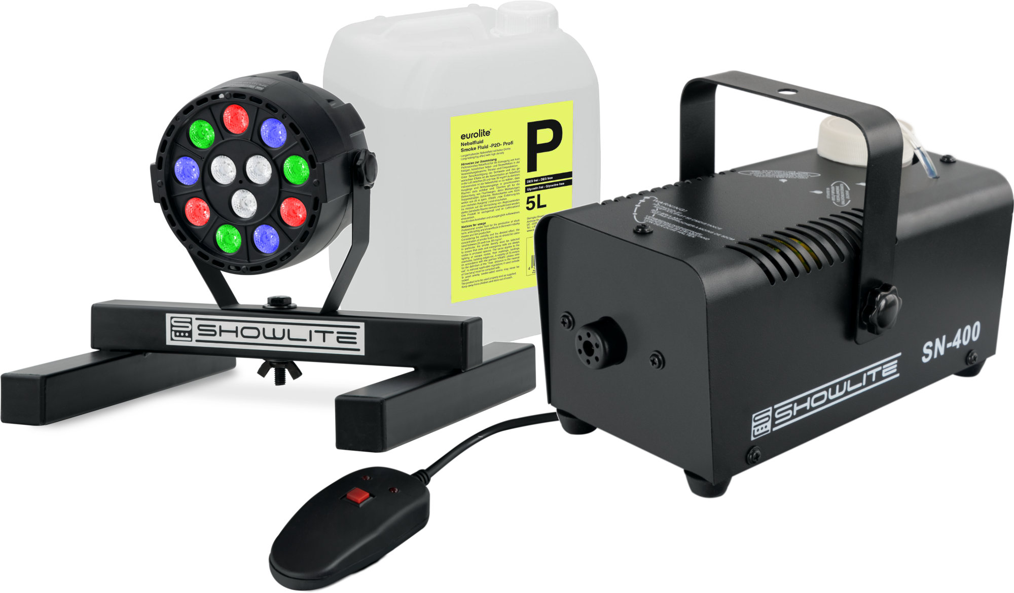 Showlite SN-400 Dymostroj + SPS-121 RGBW Spot Set s 5l Náplňou | Obrázok 1 | eplay.sk