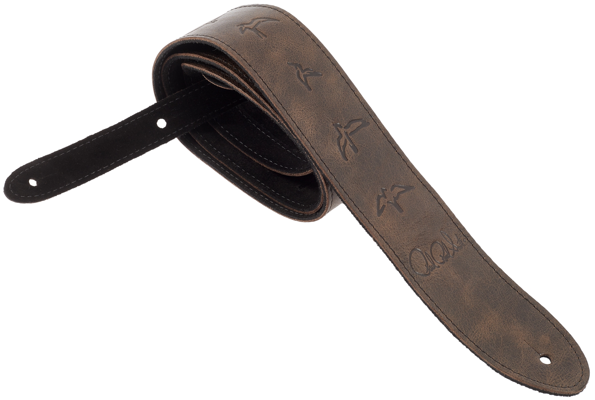 PRS 2" Leather Strap, Embossed Birds, Worn Black | Obrázok 1 | eplay.sk