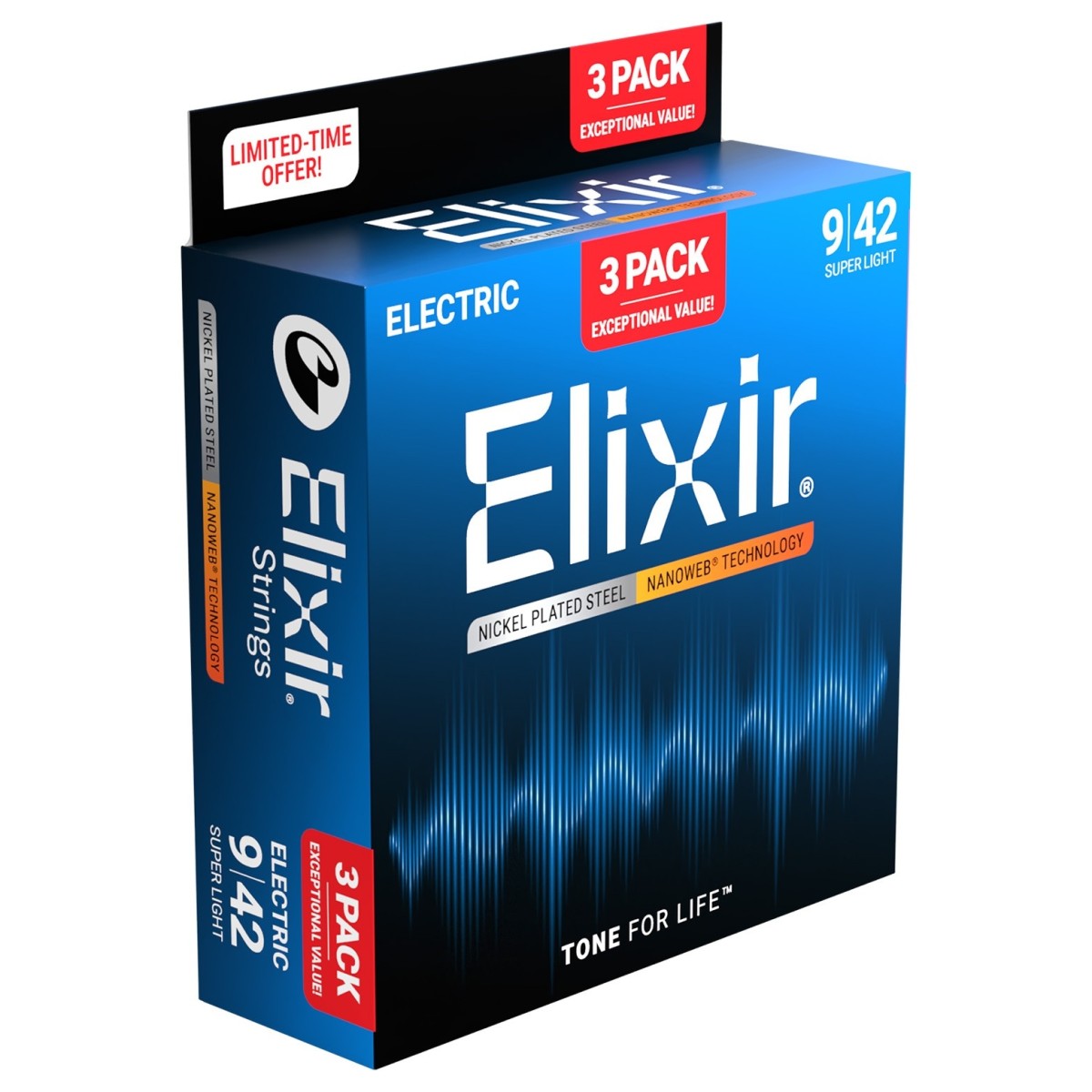 Elixir 16566 Electric Nanoweb Super Light 009-042, 3Pack | Obrázok 1 | eplay.sk
