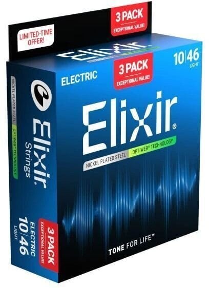 Elixir 16572 Electric Optiweb Light 010-046, 3Pack | Obrázok 1 | eplay.sk